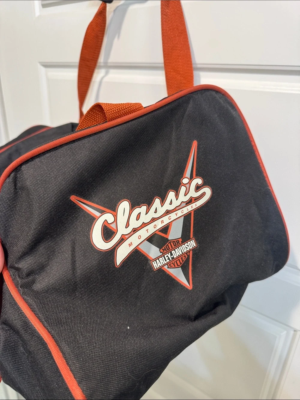 Harley-Davidson Black and Orange Logo Duffel Bag